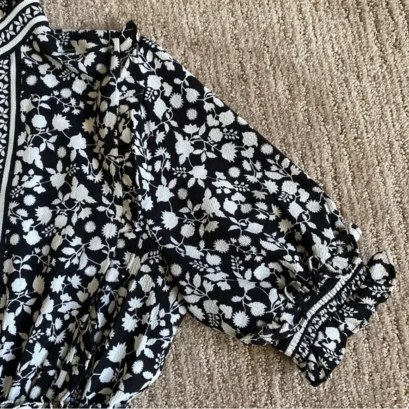 Max Studio Black and White Botanical Print Maxi Dress Coastal Cowgirl - Picture 4 of 9